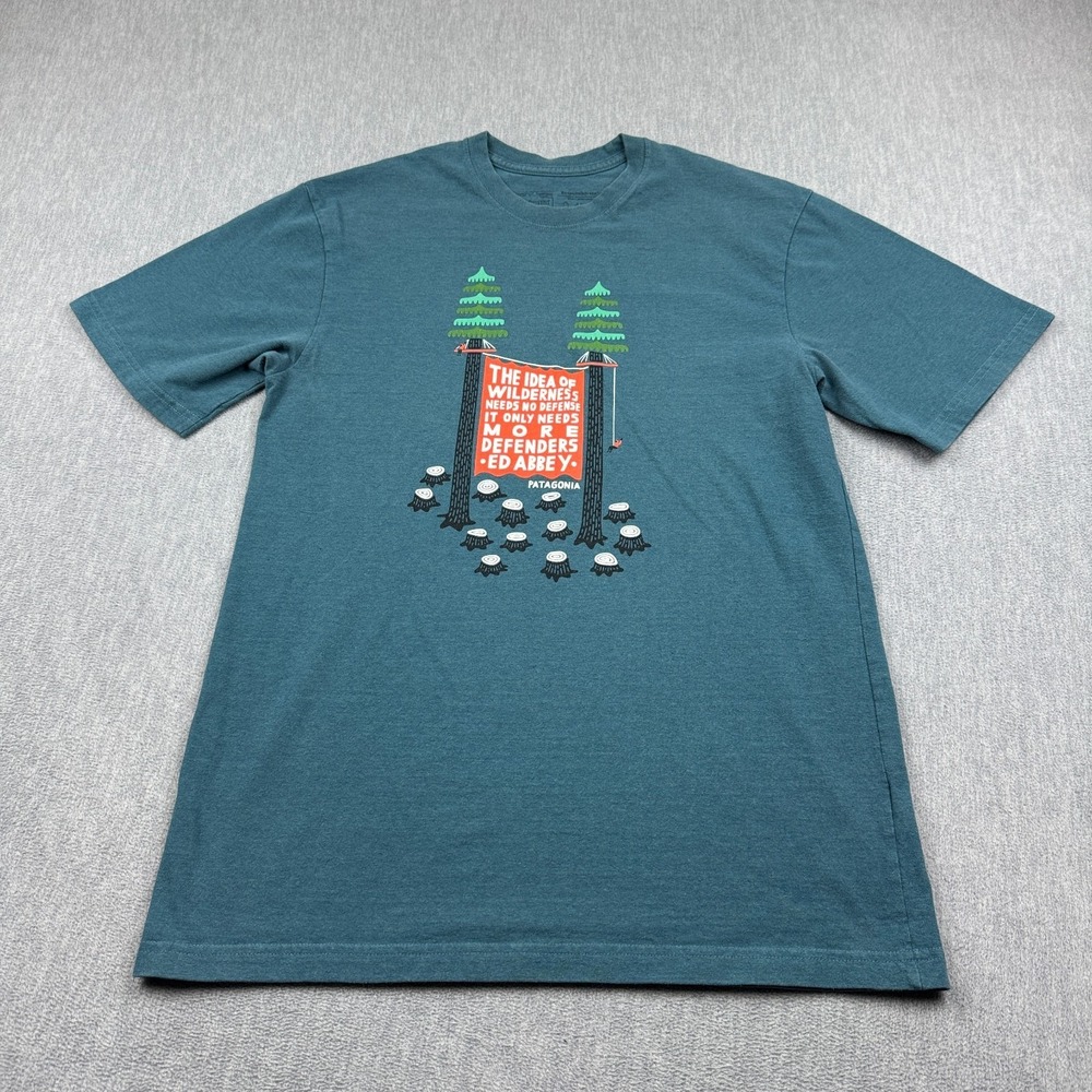 Patagonia Shirt Mens Small Blue‎ Treesitters Responsibili Tee Short Sleeve 38446